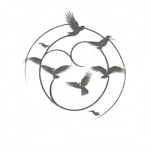 3 Birds Flying In Circle Shape
