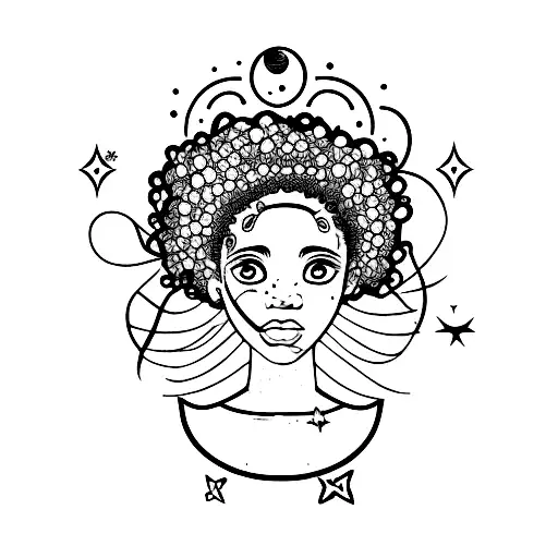 Afro Girl With Pisces Symbol