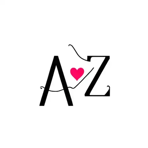 Initials A And Z Character In Between Semicolon With Heart