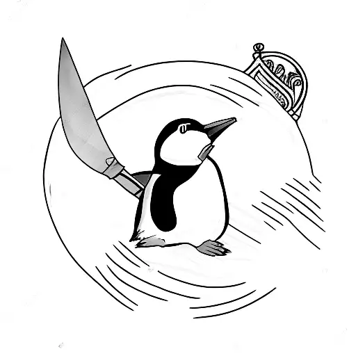 Penguin Holding A Dagger
