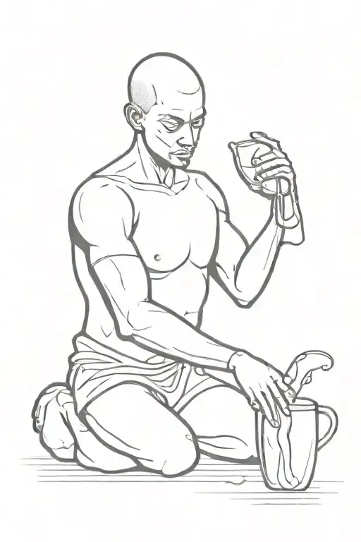 Black Male Water Bearer Pouring Water Out Of Jug Inspired