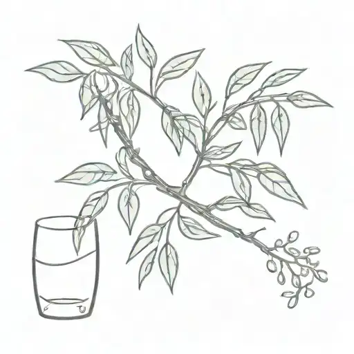 A Stamp With A Glass Of Wine And An Olive Tree Branch