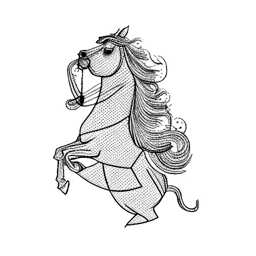 A Horse With A Bow And Arrow Outline