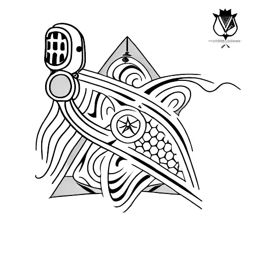 A Minimalist Tattoo Of A Microphone With Reggae Colors And A Star Shining Above It