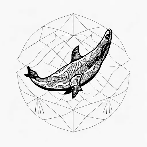 A Minimalist Tattoo Of A Whale Swimming In The Ocean With A Mapa Mundi Pattern On Its Back