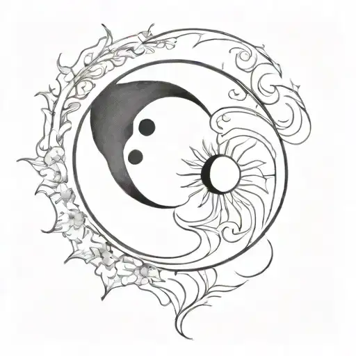 Sun And Moon In Ying Yang Symbol