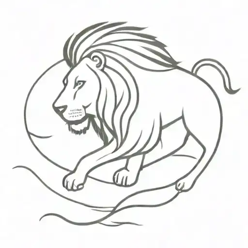 A Lion That Its Mane Is Turning Into A Flowing River