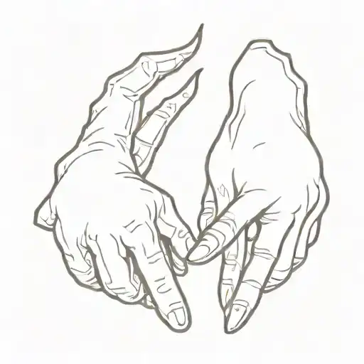 A Devil And Angel Touching Fingers