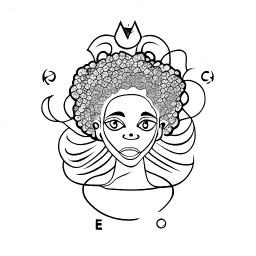 Afro Girl With Pisces Symbol