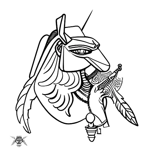 Anubis Holding The Balance With A Heart A Feather