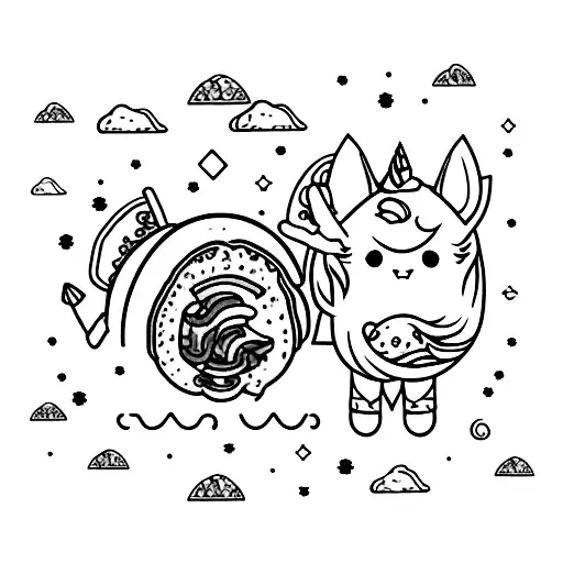 A Playful Scene Of A Taco And A Unicorn Gaming Together