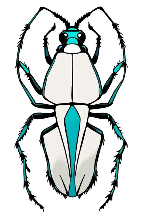 Goliath Beetle Ornamental Black White Gray Turquoise