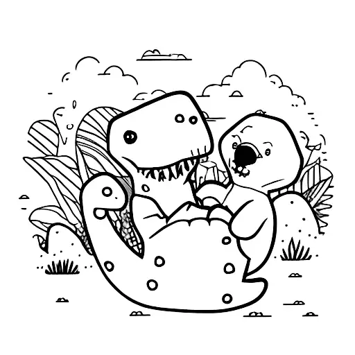 Dinosaur Holding A Teddy Bear