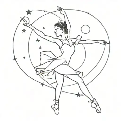 Female Ballerina Dancing Freely Among Stars