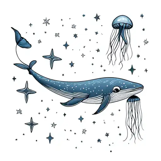 52Hz Whale And Jellyfish Among The Stars With The Words No One Can Feel Your Pain 8X8 Size