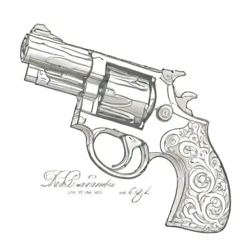 A Minimalist Revolver With A Horse Motif Engraved On The Handle