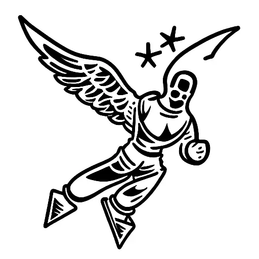 Flying Angel With Guns And Ski Mask
