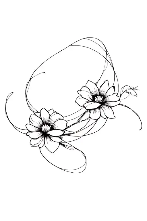 Abstract Wispy Lines With Flowers
