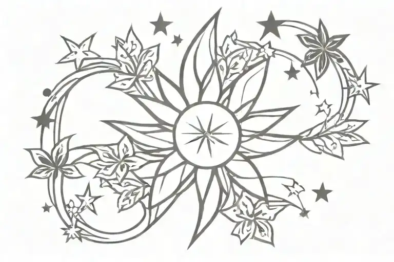 Rising Sun With The Word Dsj And Stars Arround Along With Clover Leaf