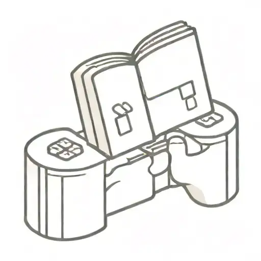 A Minimalist Tattoo Of A Pixelated Book With A Video Game Character Reading It