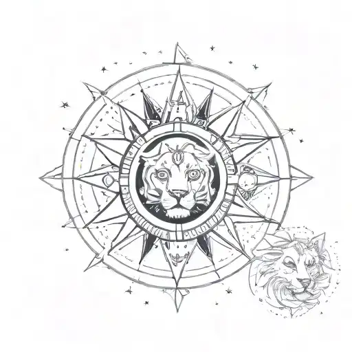 Canis Major And Leo Constillation With Sun And Moon