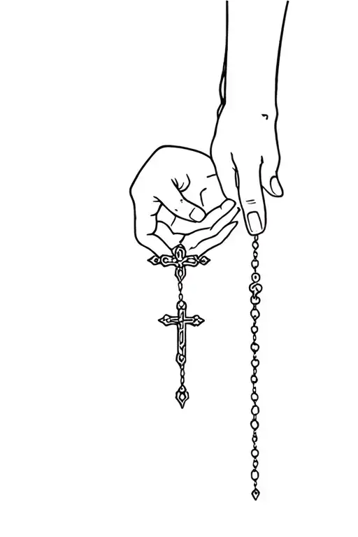 A Single Hand Holding A Rosary