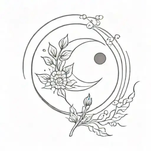 Moon With Sun Some Leaf And Floral