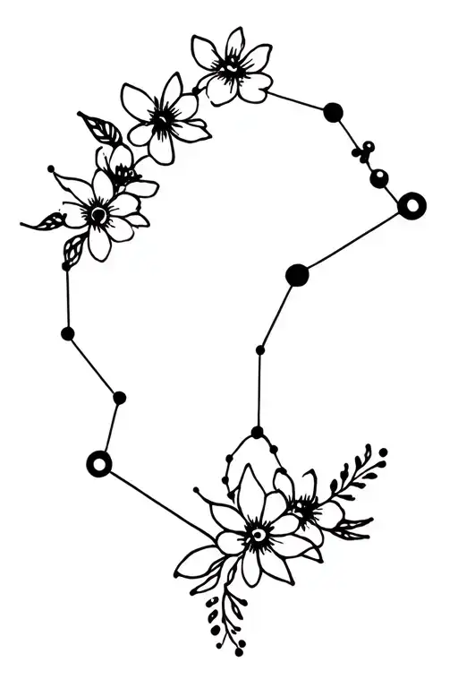 Constellations Intertwined With Flowers
