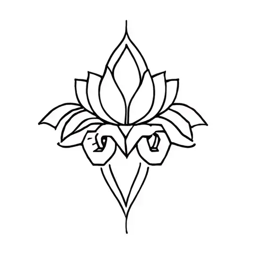 Unalome Symbol With Lotus And Dumbells For Strength