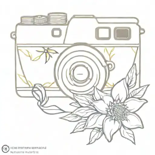 Camera And Edelweiss Flowers Intertwined