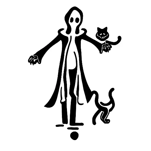 Cartoon Grim Reaper With Kittens