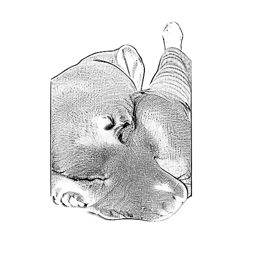 A Dog Sleeping On A Person's Leg