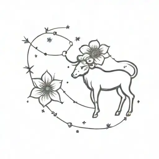 Aries Constellation With Flowers