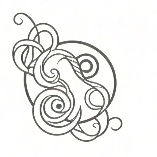 Black White Ying Yang With Infinity Snake Wrapped Around