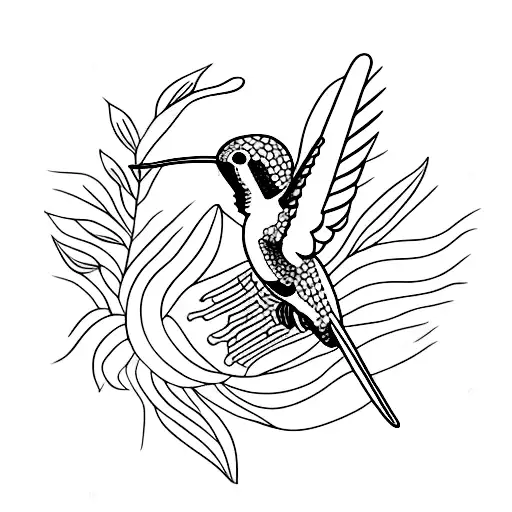 Skeleton Hummingbird Licking Blood Out Of A Organ Like Flower