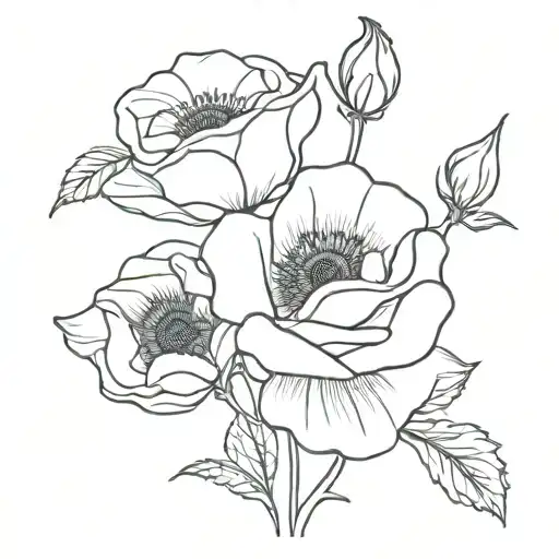 H Rose And Poppy Flower