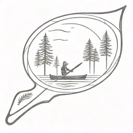 Canoe Paddle And Pine Tree