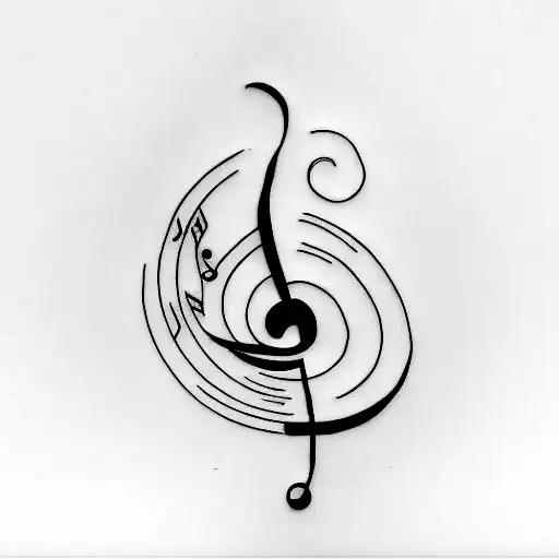 A Minimalist Tattoo Of A Musical Note With A Sunflower Stem