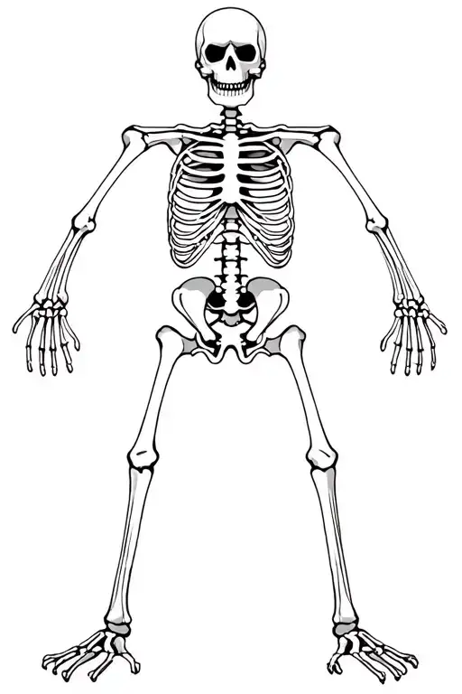 Simple Scary Skeleton With The Bones Floating And His Body