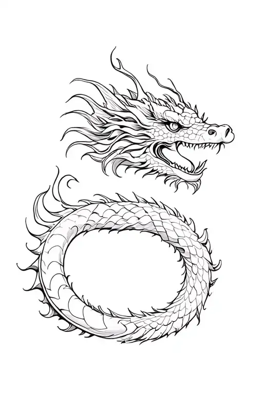 Japanesse Style Dragon With Something Else And Some Fine Lines
