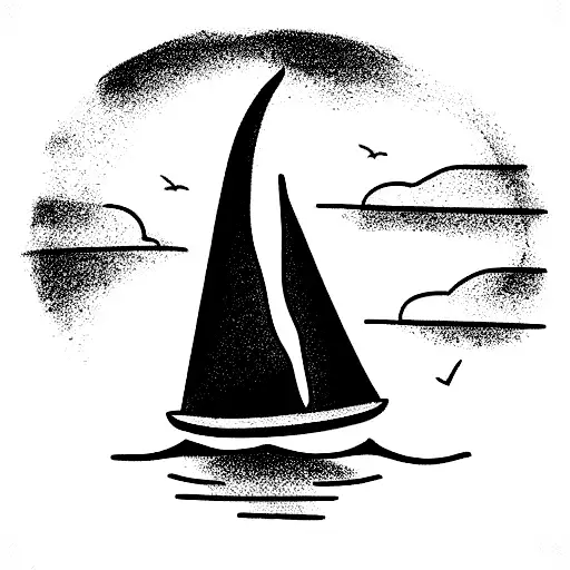 Monument With A Little Sail Boat In Front Of It In The Water