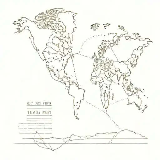 A Minimalist Outline Of A World Map With A Dotted Line Connecting All The Places You've Traveled To