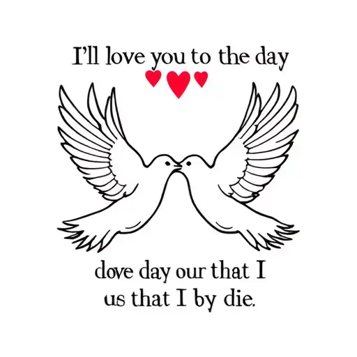 I'll Love You To The Day That I Die Surrounded By Two Doves In Little Hearts