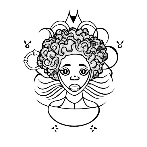 Afro Girl With Pisces Symbol