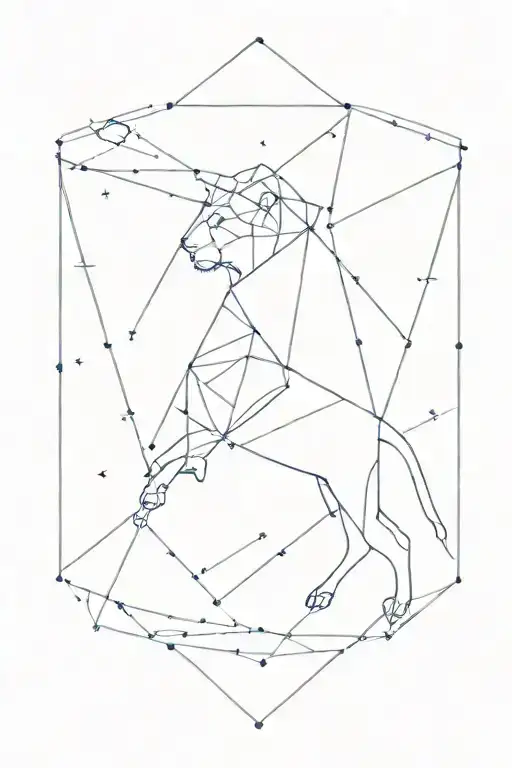 Leo Constillation Long Tattoo With Geometrical