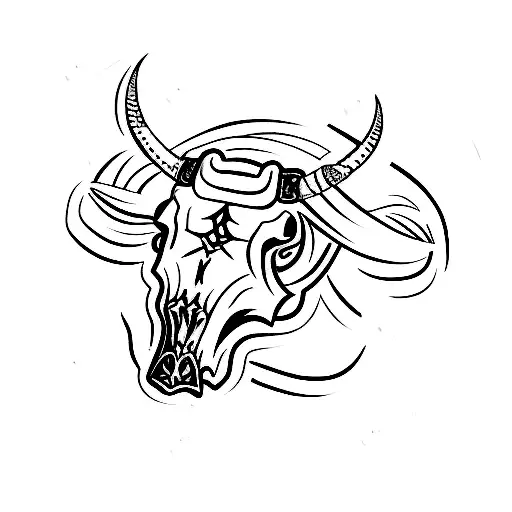 Bull Skull With The Letters L And D