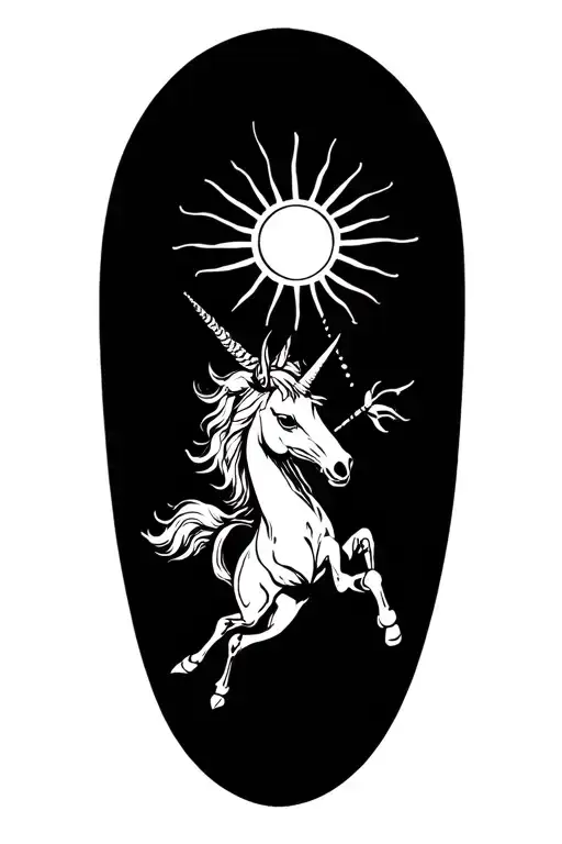 A Sun With A Creepy Unicorn Jumping Over It