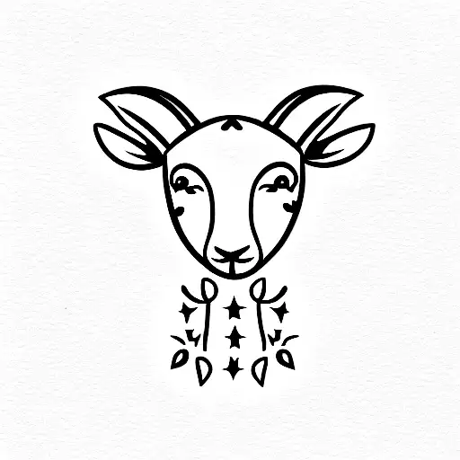 A Lamb With Two Large Horns With A Star Between The Horns