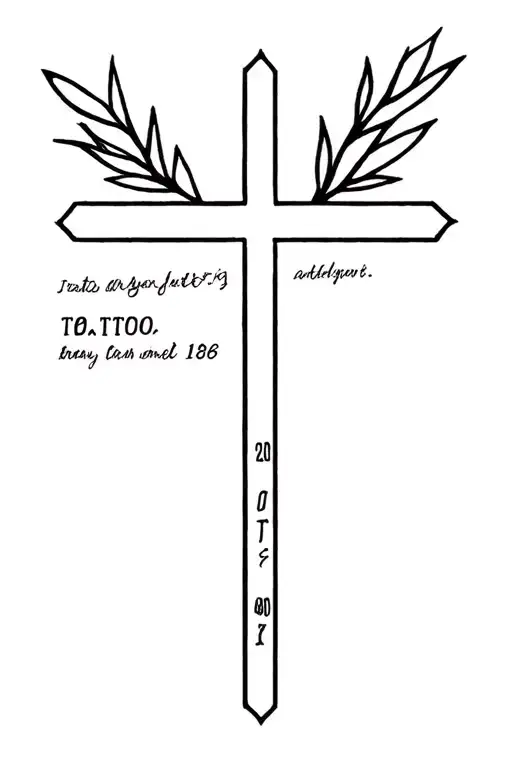 Cross With Initials And Date