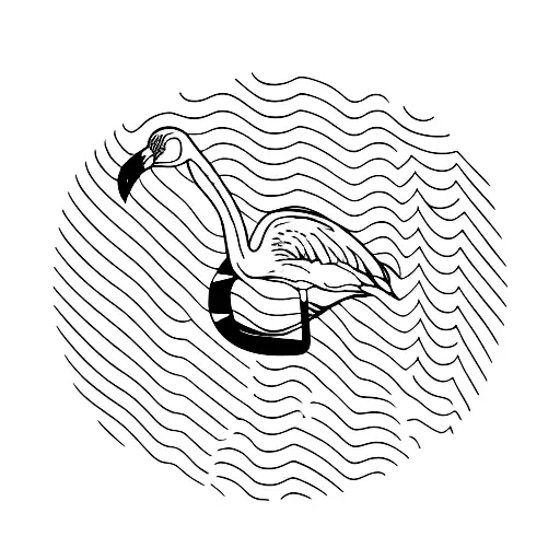 Line Drawings Of A Flamingo That Incorporates The Number 222